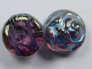 CR-00030-96842-12 Crystal Gold Luster Light Blue Painted 12 mm 2-hole Candy Rose Bead 10 Pc.-16614