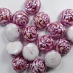 CR-02010-96845-12 White Alabaster AB Pink Painted 12 mm 2-hole Candy Rose Bead 10 Pc.-0