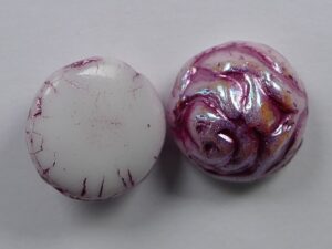 CR-02010-96845-12 White Alabaster AB Pink Painted 12 mm 2-hole Candy Rose Bead 10 Pc.-16618