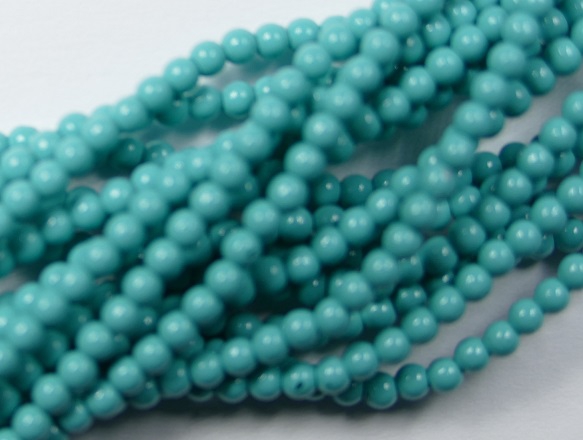 06-132-19001-48655 Shiny Turquoise Blue Glass Pearl 100 pc-0