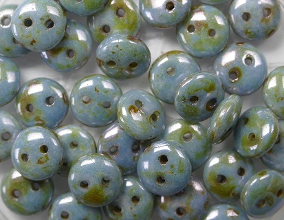 CML-03000-65431 CzechMate Lentils Chalk White Blue Lazura Luster 40 Pc.-0