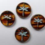 0030010 Topaz Melee Dark Travertin Light Aqua Wash Dragonfly Table Cut Bead 4 Pc.-0