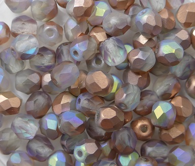 0070314 Crystal Matte Copper Rainbow facet, 4mm. 50 stuks-0 0070314 Crystal Matte Copper Rainbow facet, 4mm. 50 stuks-0