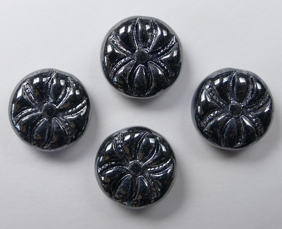 0020004 Jet Hematite Spider Beads 4 Pc.-0