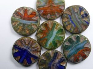 0030015 Mixed Colors Picasso Table Cut Sun Bead 18 mm 4 Pc.