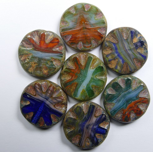 0030015 Mixed Colors Picasso Table Cut Sun Bead 4 Pc