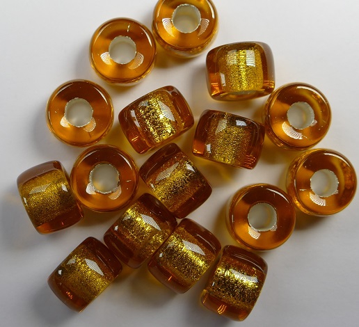 0030086 Silver Lined Topaz Roller Bead. 25 Pc.-0