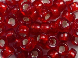 0050086 Silver Lined Red Roller Bead. 50 Pc.-0