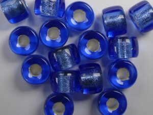 0090075 Silver Lined Sapphire Roller Bead. 25 Pc.-0