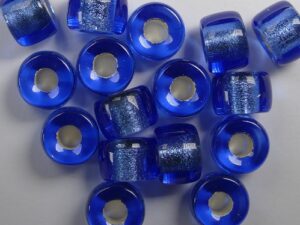 0090075 Silver Lined Sapphire Roller Bead. 25 Pc.-0