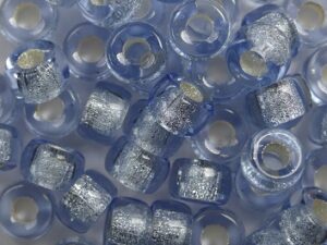 0090076 Silver Lined Light Sapphire Roller Bead. 50 Pc.-0