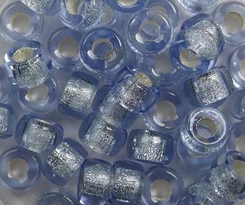 0090076 Silver Lined Light Sapphire Roller Bead. 50 Pc.-0