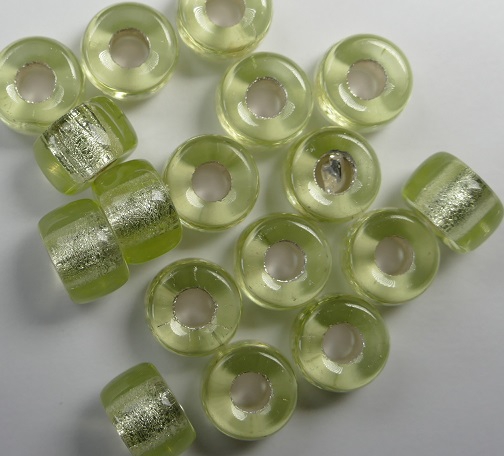 0130036 Silver Lined Jonquil Roller Bead. 25 Pc.-0