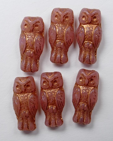 OWL-71010-54319 Owl Bead Rose Opal Bronze Patina 12 Pc.-0