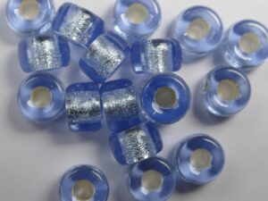 0090072 Silver Lined Light Sapphire Roller Bead. 25 Pc.-0