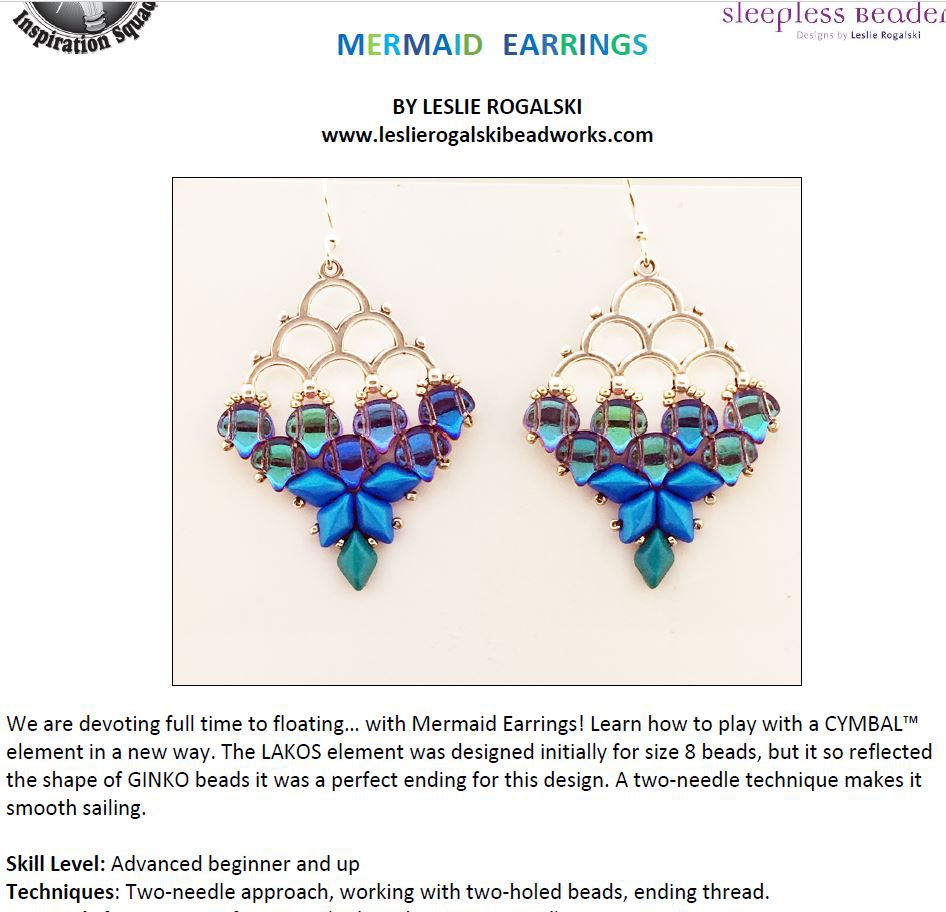 Mermaid Earrings: Gratis Patroon bij Cymbals, Ginko's of Gemduo's-0