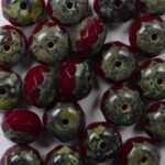 0050027 Dark Coral Red Travertin Facet Rondelle 9 x 6 mm. 12 stuks.-0