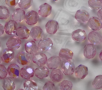 0070430 Coated Milky Pink AB facet 4 mm. 50 Pc.-0