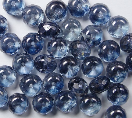 0090005 Crystal Blue Luster Donut facet, 7 x 5 mm. 20 stuks-0