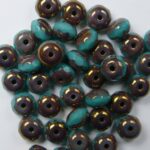 0100532 Green Turquoise Bronze Facet Rondelle 6 x 4 mm. 16 stuks-0