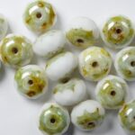 0140085 Chalk White Ultra Green Luster Donut Facet 9 x 6 mm. 12 stuks.-0