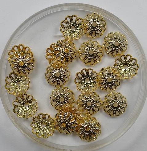 0160068 Goudkleurige kralenkapjes 22 stuks-0