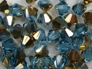04-MC-60010-26211 Aquamarine Half Aureate (gold) Bicone 50 Pc.-0