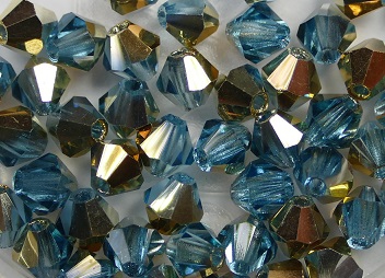 04-MC-60010-26211 Aquamarine Half Aureate (gold) Bicone 50 Pc.-0