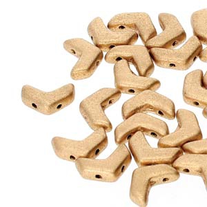 CHEV-00030-01710 Chevron Duo Beads Matte Metallic Light Gold 30 stuks-0