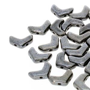 CHEV-23980-14400 Chevron Duo Beads Jet Gunmetal (Hematite) 30 stuks-0