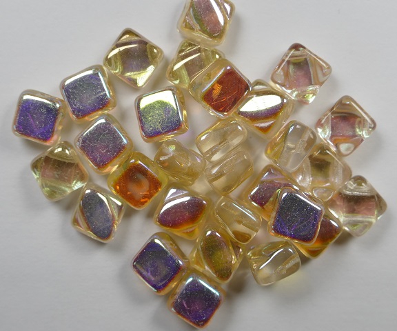 SL-00030-98531 Silky Bead Crystal Yellow Rainbow 30 Pc.-0