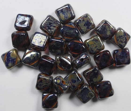 SL-20080-43400 Silky Bead Dark Amethyst Silver Picasso 30 Pc.-0