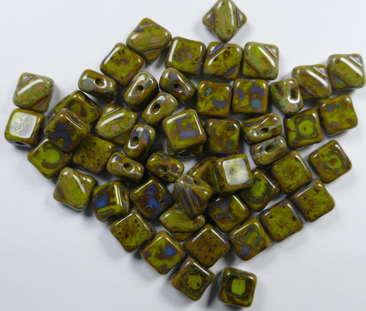 SL-53400-86800 Silky Bead Opaque Green Travertin 30 Pc.-0 SL-53400-86800 Silky Bead Opaque Green Travertin 30 Pc.-0
