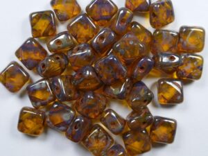 SL-80000-43400 Silky Bead Amber Silver Picasso 30 Pc.-0