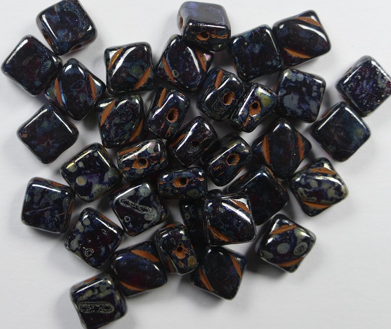 SL-90090-43400 Silky Bead Red Silver Picasso 30 Pc.-0 SL-90090-43400 Silky Bead Red Silver Picasso 30 Pc.-0