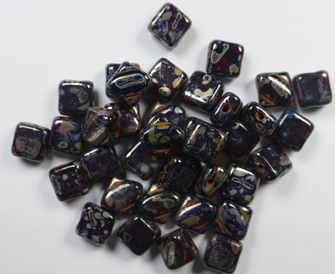 SL-90100-43400 Silky Bead Ruby Silver Picasso 30 Pc.-0 SL-90100-43400 Silky Bead Ruby Silver Picasso 30 Pc.-0