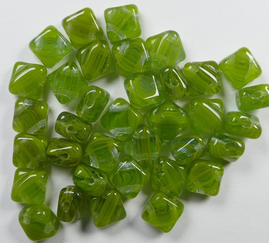 SL-99992 Silky Bead White Opal Mixed Green 30 Pc.-0