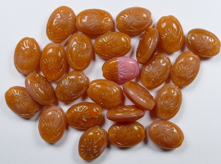0030041 Ovale kraal met bloem Topaz Pink Melee 25 stuks-0 0030041 Ovale kraal met bloem Topaz Pink Melee 25 stuks-0