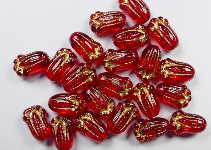 0050047 Bloem kelk Siam Ruby met goud 25 stuks-0 0050047 Bloem kelk Siam Ruby met goud 25 stuks-0