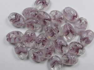 0080206 Ovale kraal met bloem Crystal Purple Melee 25 stuks-0