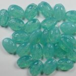 0100464 Ovale kraal met bloem Milky Aquamarine 25 stuks-0