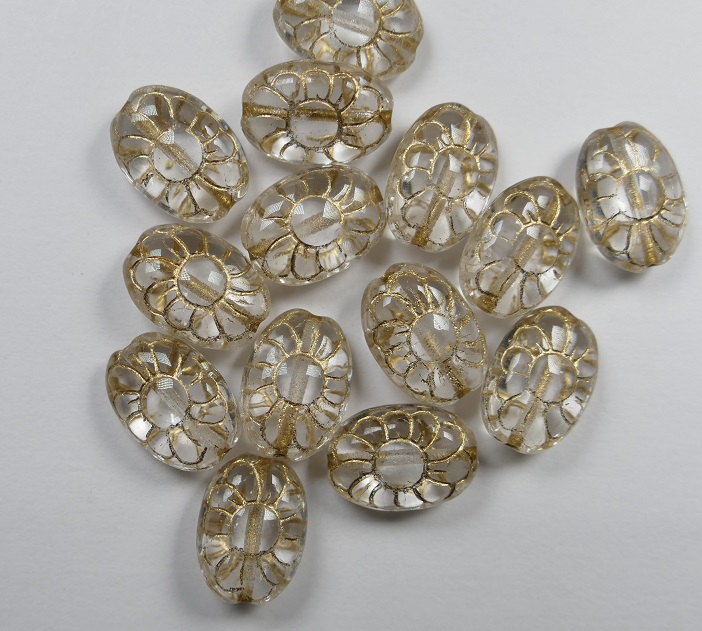 0150122 Ovale bloem Crystal gold inlay 12 stuks-0