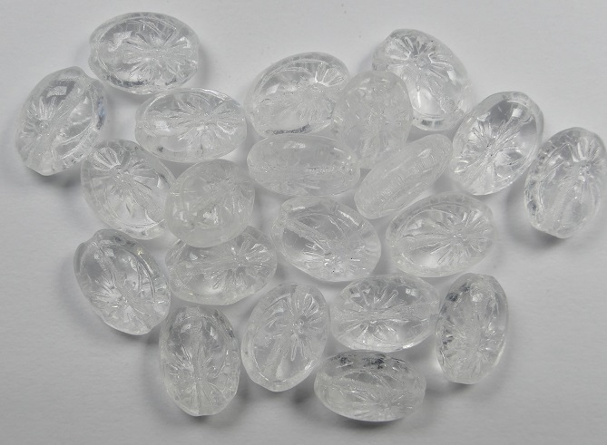 0150180 Ovale kraal met bloem Crystal 25 stuks-0 0150180 Ovale kraal met bloem Crystal 25 stuks-0