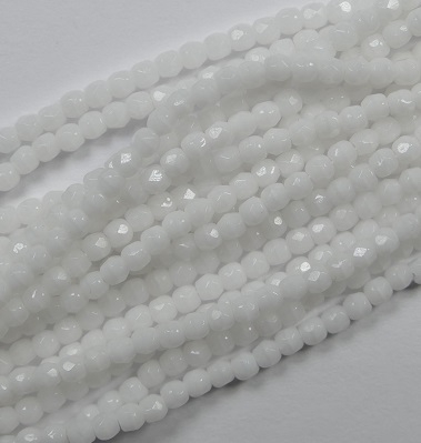 2FP-03000 Fire Polished Chalk White 2 mm.-0 2FP-03000 Fire Polished Chalk White 2 mm.-0