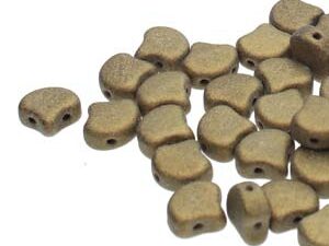 GIN-23980-79080 Matubo 2 Hole Ginko Bead Metallic Suede Gold 10 gram-0