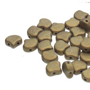 GIN-23980-79080 Matubo 2 Hole Ginko Bead Metallic Suede Gold 10 gram-0