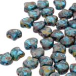 GIN-60020-86805 Matubo 2 Hole Ginko Bead Aquamarine Picasso 10 gram-0