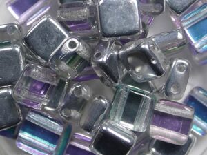 TH-00030-98530 2Hole Square Crystal Silver Rainbow 25 Pc-0