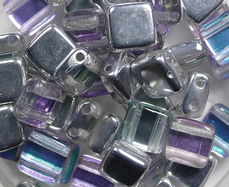 TH-00030-98530 2Hole Square Crystal Silver Rainbow 25 Pc-0