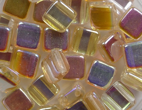 TH-00030-98531 2Hole Square Crystal Yellow Rainbow 25 Pc-0